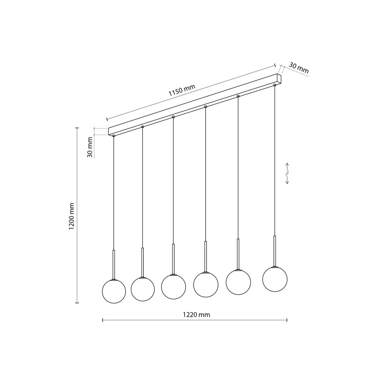 MARTIN BLACK WHITE Lampa wisząca 6 4504 TK Lighting Czarny Biały