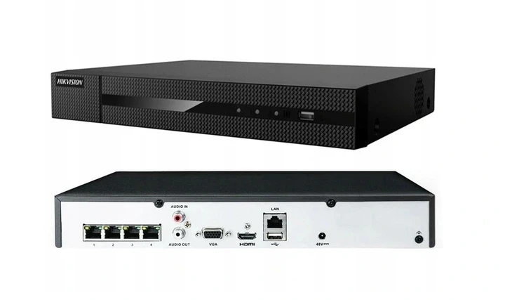 Zestaw do Monitoringu przewodowy 4-kanałowy CCTV IPKIT-T4-4CH HIKVISION 4 Kamery kopułkowe 4Mpx IP-CAM-T240H Full HD IP67 Rejestrator NVR-4CH 4-kanałowy zasilanie PoE kopułki kamerami kopułkowymi doświetlenie IR w nocy cyfrowa redukcja szumów system