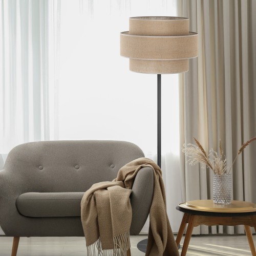 CALISTO JUTA Lampa podłogowa 1 5405 TK Lighting Czarny Juta