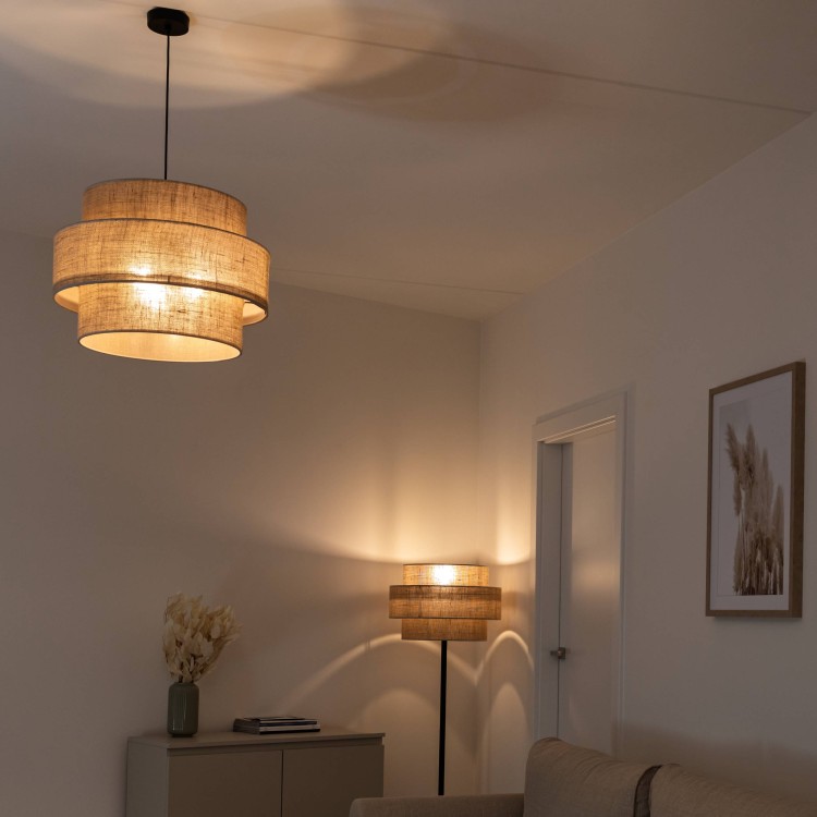 CALISTO JUTA Lampa podłogowa 1 5405 TK Lighting Czarny Juta