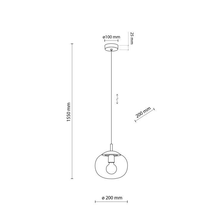 VIBE TRANSPARENT Lampa wisząca 1 200 5823 TK Lighting Czarny Transparentny