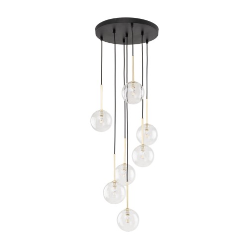 NILOS BLACK / GOLD Lampa wisząca 7 5362 TK Lighting Złoty, Czarny Transparentny