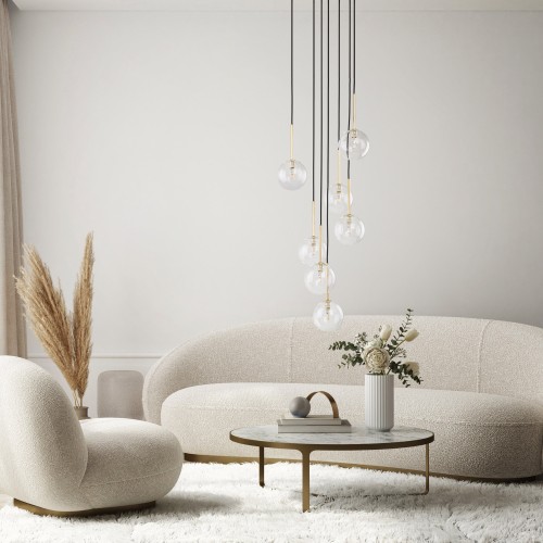 NILOS BLACK / GOLD Lampa wisząca 7 5362 TK Lighting Złoty, Czarny Transparentny