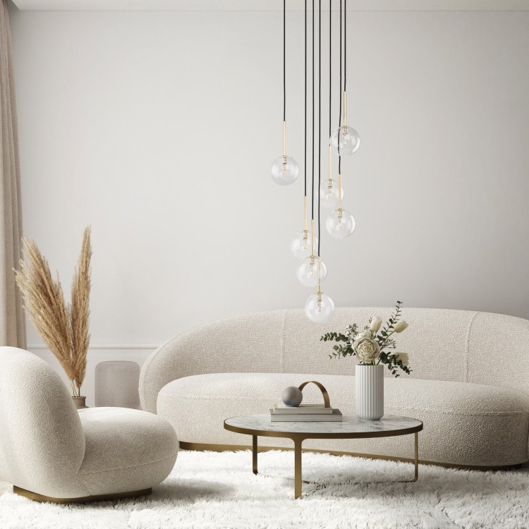 NILOS BLACK / GOLD Lampa wisząca 7 5362 TK Lighting Złoty, Czarny Transparentny