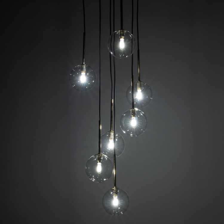 NILOS BLACK / GOLD Lampa wisząca 7 5362 TK Lighting Złoty, Czarny Transparentny