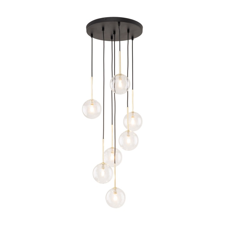NILOS BLACK / GOLD Lampa wisząca 7 5362 TK Lighting Złoty, Czarny Transparentny