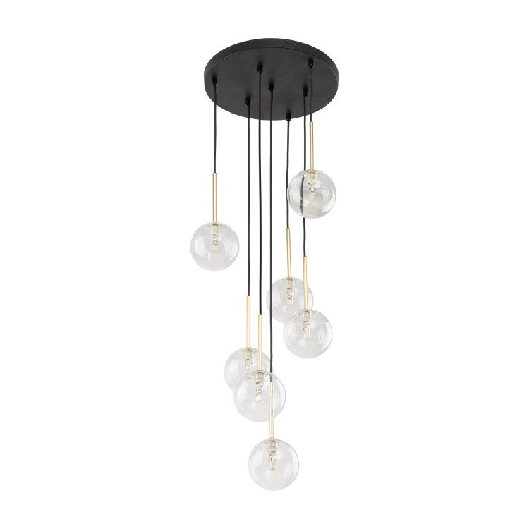 NILOS BLACK / GOLD Lampa wisząca 7 5362 TK Lighting Złoty, Czarny Transparentny