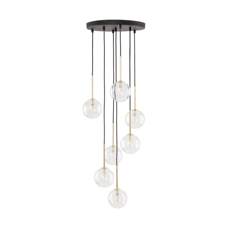 NILOS BLACK / GOLD Lampa wisząca 7 5362 TK Lighting Złoty, Czarny Transparentny