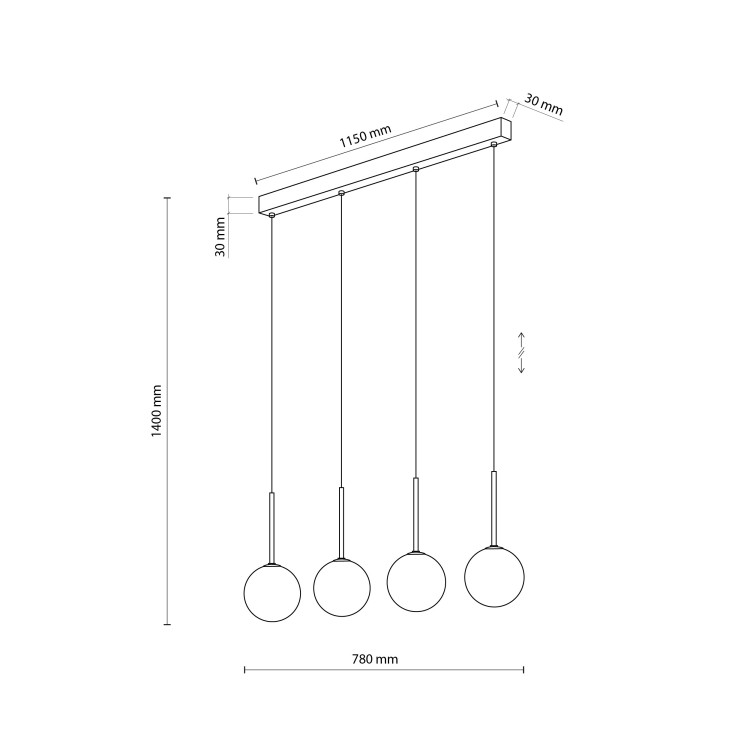 MARTIN BLACK WHITE Lampa wisząca 4 4503 TK Lighting Czarny Biały
