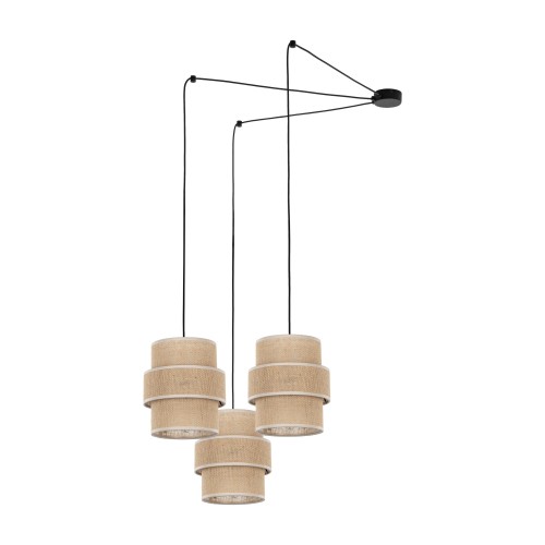 CALISTO JUTA Lampa wisząca 3 5403 TK Lighting Czarny Juta