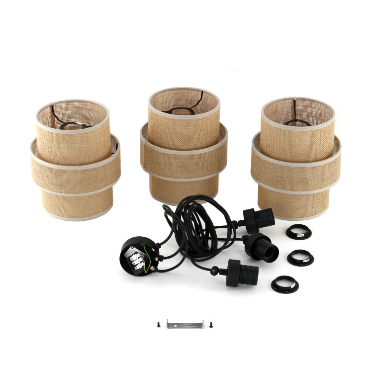 CALISTO JUTA Lampa wisząca 3 5403 TK Lighting Czarny Juta