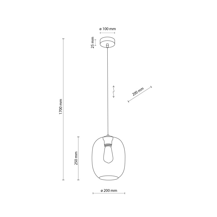 ELIO TOPAZ Lampa wisząca 1 4338 TK Lighting Czarny Topaz