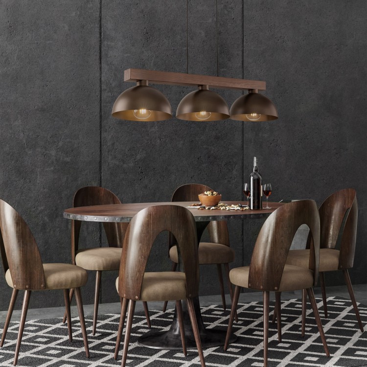 OSLO BROWN Lampa wisząca 3 6299 TK Lighting Brązowy, Orzech Brązowy