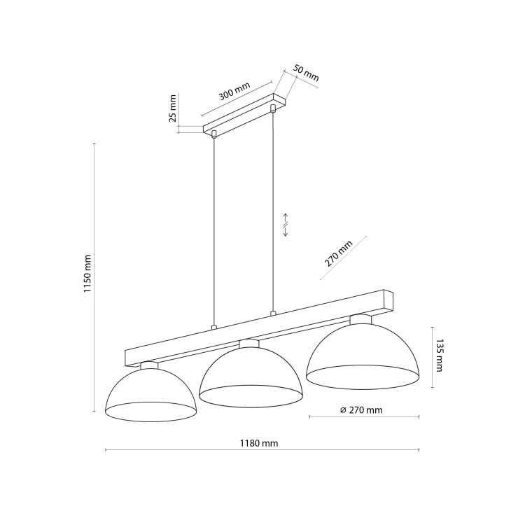 OSLO BROWN Lampa wisząca 3 6299 TK Lighting Brązowy, Orzech Brązowy