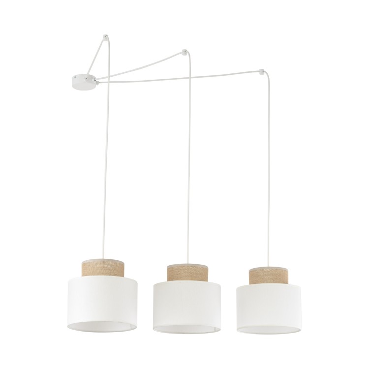 DUO WHITE JUTA Lampa wisząca 3 2345 TK Lighting Biały Biały, Juta
