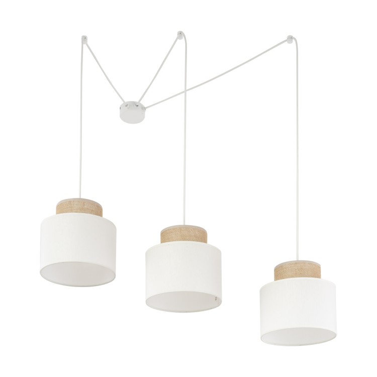 DUO WHITE JUTA Lampa wisząca 3 2345 TK Lighting Biały Biały, Juta