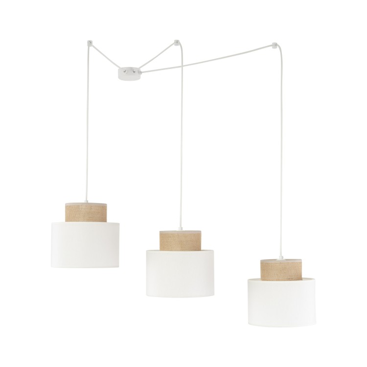 DUO WHITE JUTA Lampa wisząca 3 2345 TK Lighting Biały Biały, Juta