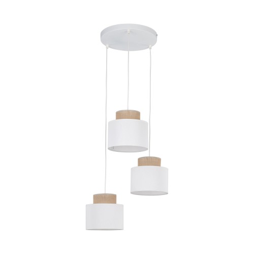 DUO WHITE JUTA Lampa wisząca 3 Koło 2594 TK Lighting Biały Biały, Juta