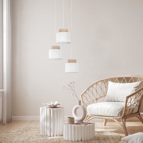 DUO WHITE JUTA Lampa wisząca 3 Koło 2594 TK Lighting Biały Biały, Juta