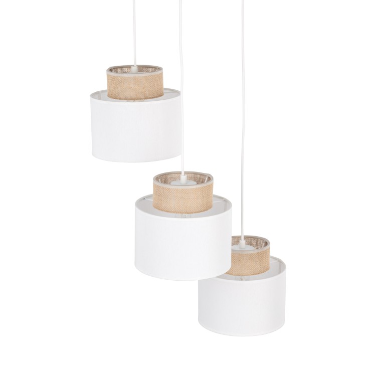 DUO WHITE JUTA Lampa wisząca 3 Koło 2594 TK Lighting Biały Biały, Juta