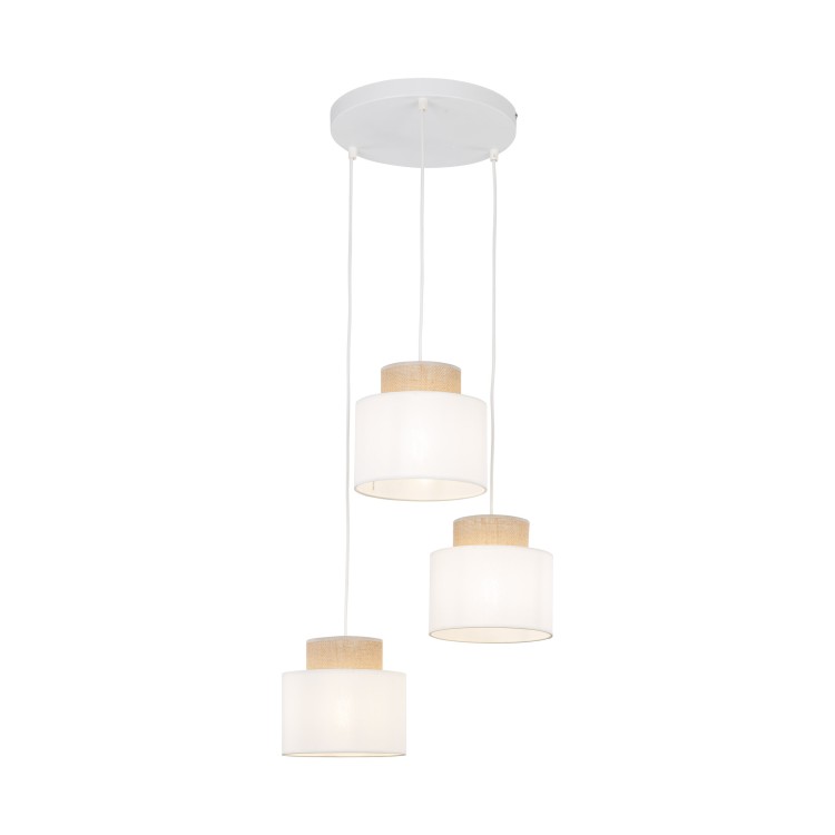 DUO WHITE JUTA Lampa wisząca 3 Koło 2594 TK Lighting Biały Biały, Juta