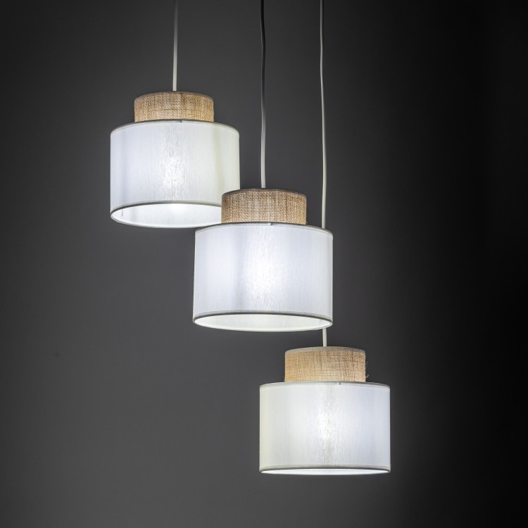 DUO WHITE JUTA Lampa wisząca 3 Koło 2594 TK Lighting Biały Biały, Juta