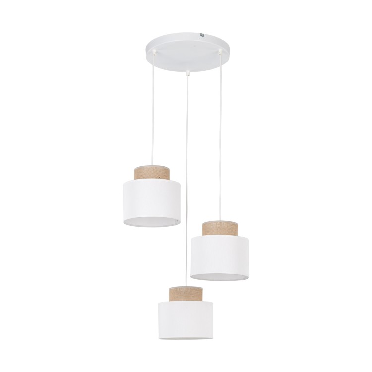 DUO WHITE JUTA Lampa wisząca 3 Koło 2594 TK Lighting Biały Biały, Juta