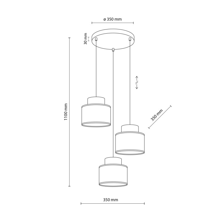 DUO WHITE JUTA Lampa wisząca 3 Koło 2594 TK Lighting Biały Biały, Juta