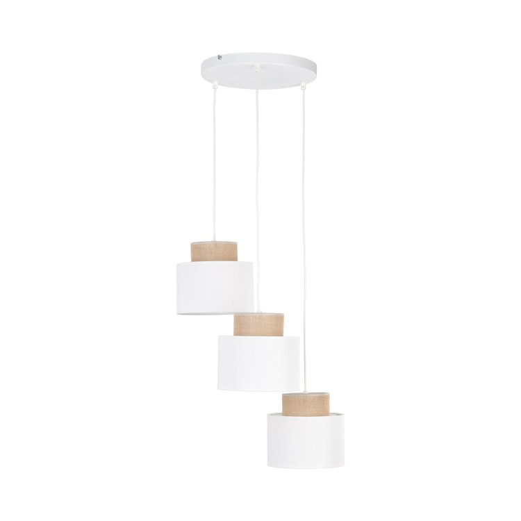 DUO WHITE JUTA Lampa wisząca 3 Koło 2594 TK Lighting Biały Biały, Juta