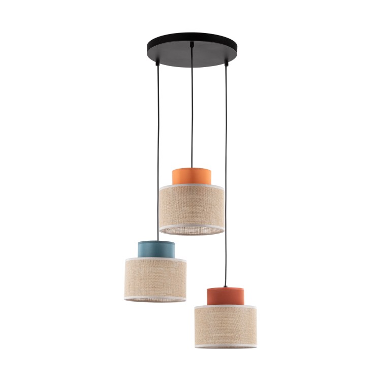 DUO JUTA MIX Lampa wisząca 3 Koło 2759 TK Lighting Czarny Juta, Zielony, Pomarańczowy