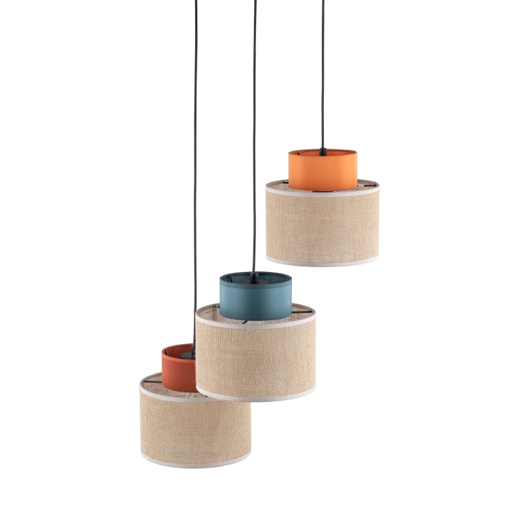 DUO JUTA MIX Lampa wisząca 3 Koło 2759 TK Lighting Czarny Juta, Zielony, Pomarańczowy