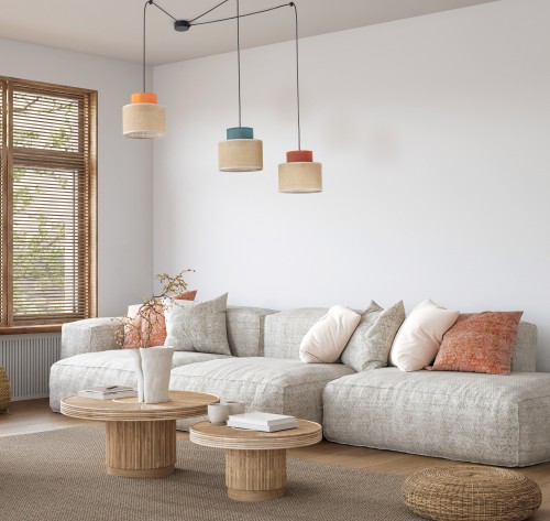 DUO JUTA MIX Lampa wisząca 3 3140 TK Lighting Czarny Juta, Zielony, Pomarańczowy