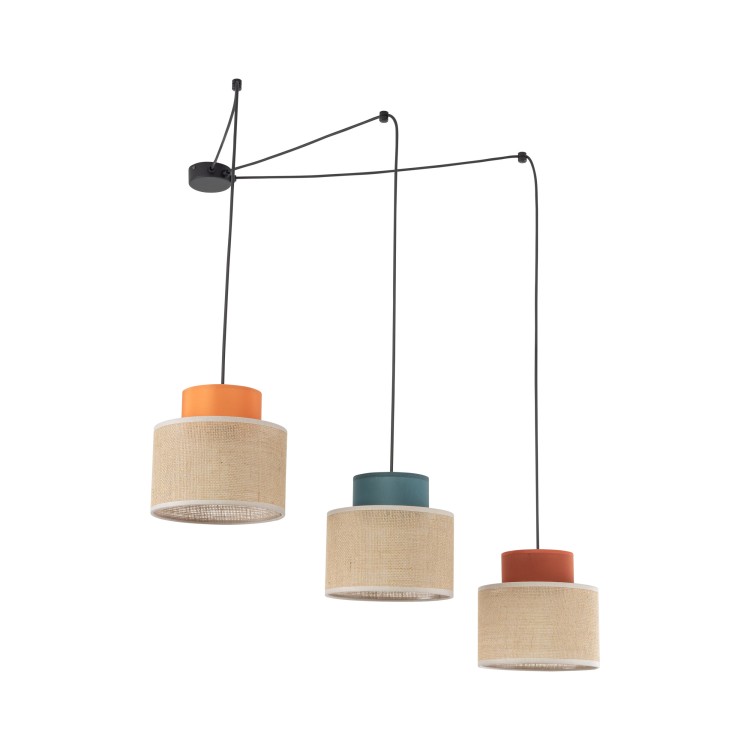 DUO JUTA MIX Lampa wisząca 3 3140 TK Lighting Czarny Juta, Zielony, Pomarańczowy