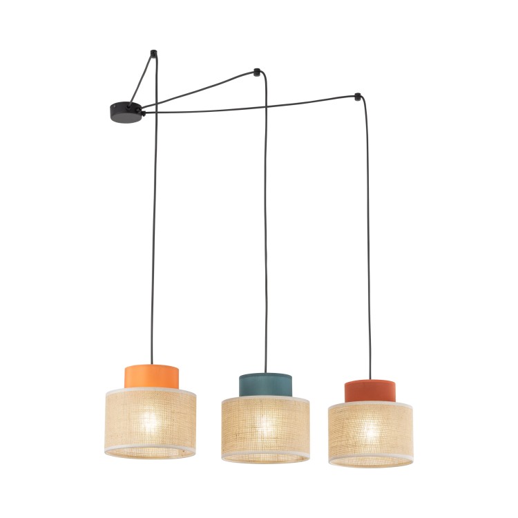 DUO JUTA MIX Lampa wisząca 3 3140 TK Lighting Czarny Juta, Zielony, Pomarańczowy