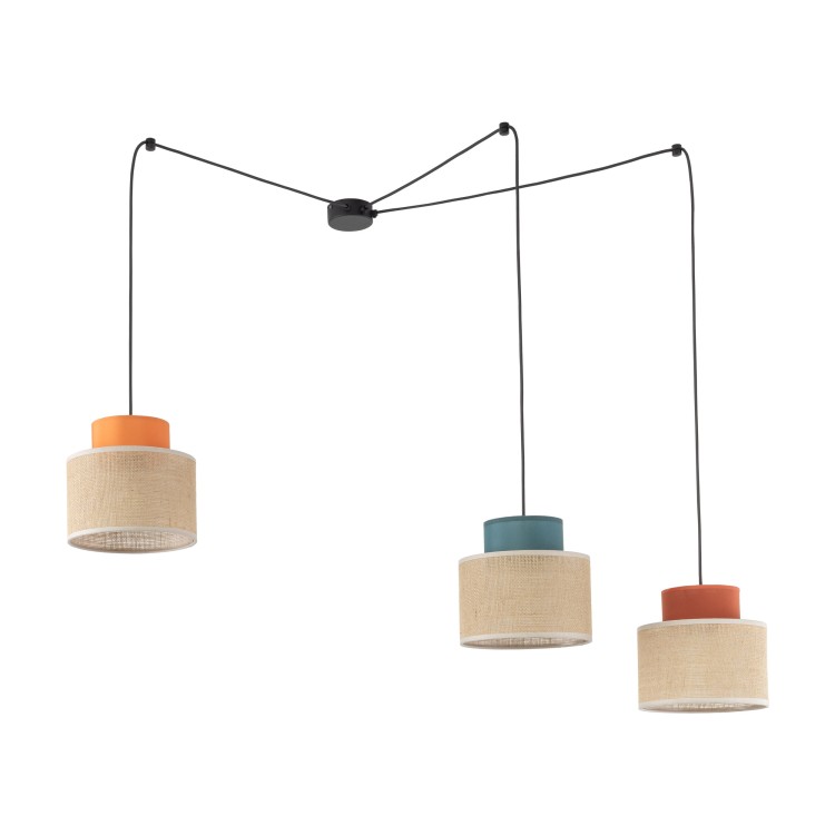 DUO JUTA MIX Lampa wisząca 3 3140 TK Lighting Czarny Juta, Zielony, Pomarańczowy