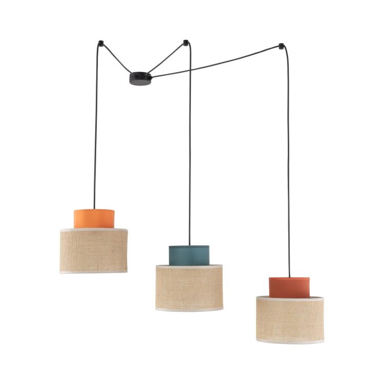 DUO JUTA MIX Lampa wisząca 3 3140 TK Lighting Czarny Juta, Zielony, Pomarańczowy