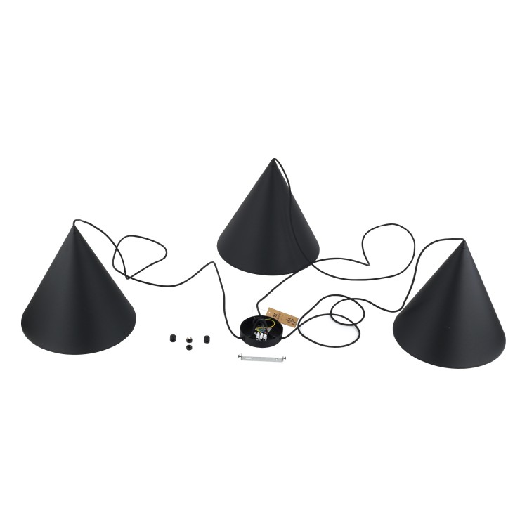 CONO BLACK Lampa wisząca 3 L 6629 TK Lighting Czarny Czarny