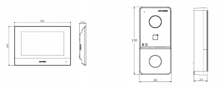 Monitor Hikvision DS-KH8350-WTE1 HIKVISION do rozbudowy zestawów z serii Hikvision II generacji 7" ekran wideodomofon LCD Full HD z WiFi IP stacjami zewnętrznymi dzwonek przewodowy bezsłuchawkowy sterowanie furtką