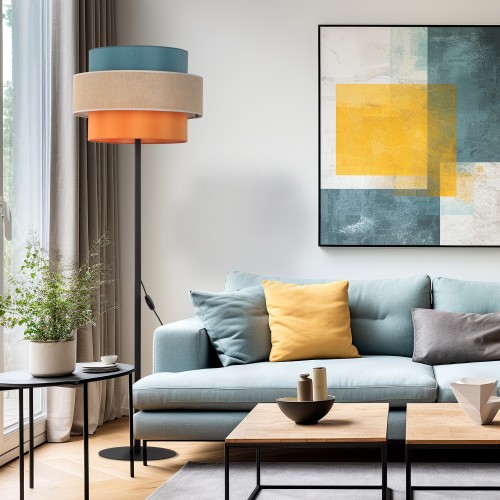 TRIO JUTA Lampa podłogowa 1 6452 TK Lighting Czarny Multikolor