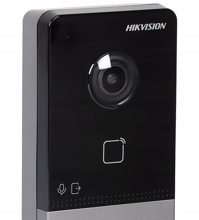 Zestaw wideodomofonowy komplet DS-KV6113-WPE1(B) HIKVISION SMART wideodomofon dzwonek bezprzewodowy z WiFi bezsłuchawkowy 12V sterowanie furtką Inteligentny sterowany telefonem do samodzielnej pracy lub do współpracy z monitorami IP Hikvision II generacji