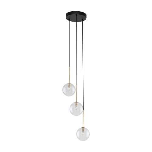 NILOS BLACK / GOLD Lampa wisząca 3 5942 TK Lighting Złoty, Czarny Transparentny