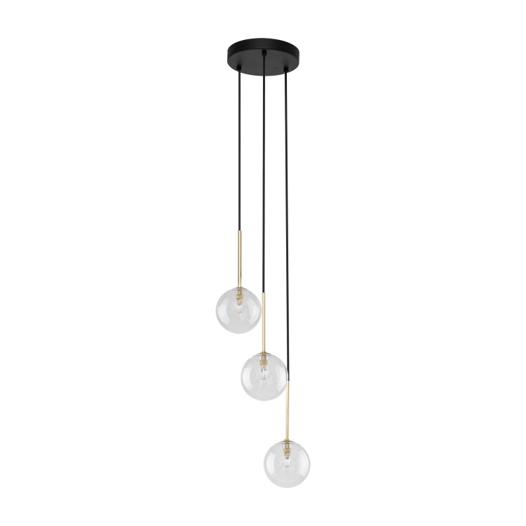 NILOS BLACK / GOLD Lampa wisząca 3 5942 TK Lighting Złoty, Czarny Transparentny