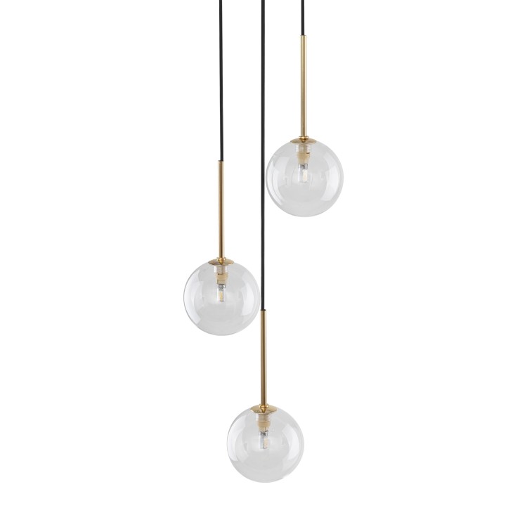 NILOS BLACK / GOLD Lampa wisząca 3 5942 TK Lighting Złoty, Czarny Transparentny