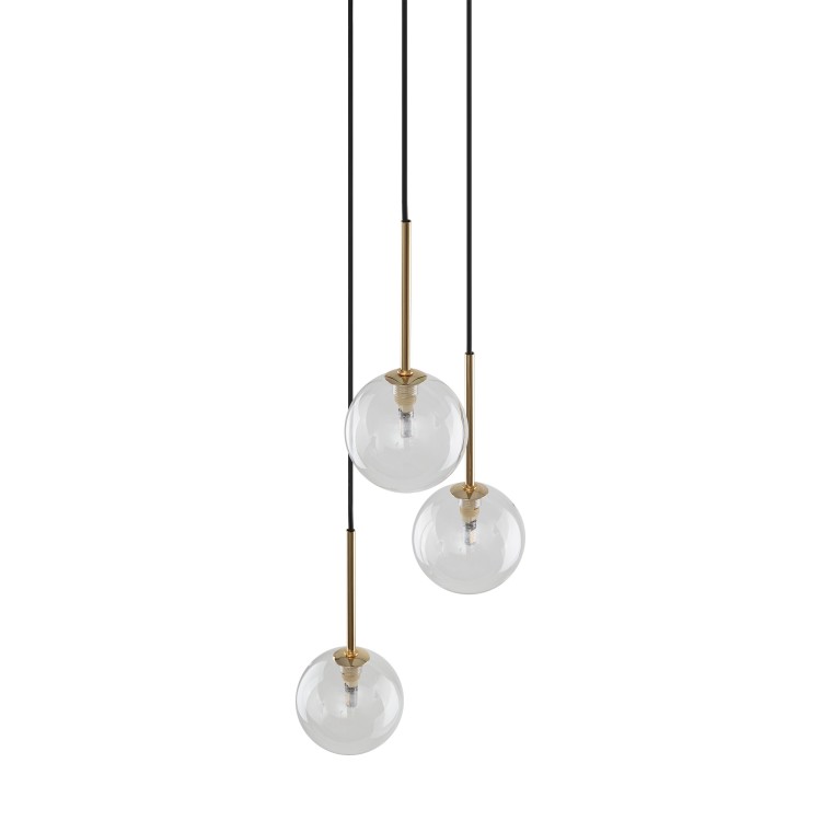 NILOS BLACK / GOLD Lampa wisząca 3 5942 TK Lighting Złoty, Czarny Transparentny