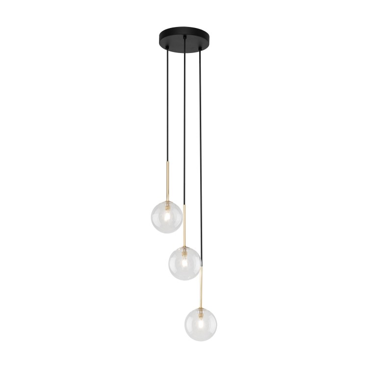 NILOS BLACK / GOLD Lampa wisząca 3 5942 TK Lighting Złoty, Czarny Transparentny