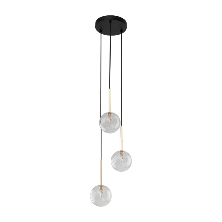 NILOS BLACK / GOLD Lampa wisząca 3 5942 TK Lighting Złoty, Czarny Transparentny