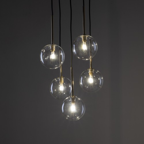 NILOS BLACK / GOLD Lampa wisząca 5 5943 TK Lighting Złoty, Czarny Transparentny