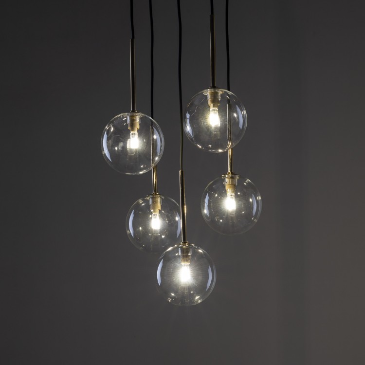NILOS BLACK / GOLD Lampa wisząca 5 5943 TK Lighting Złoty, Czarny Transparentny