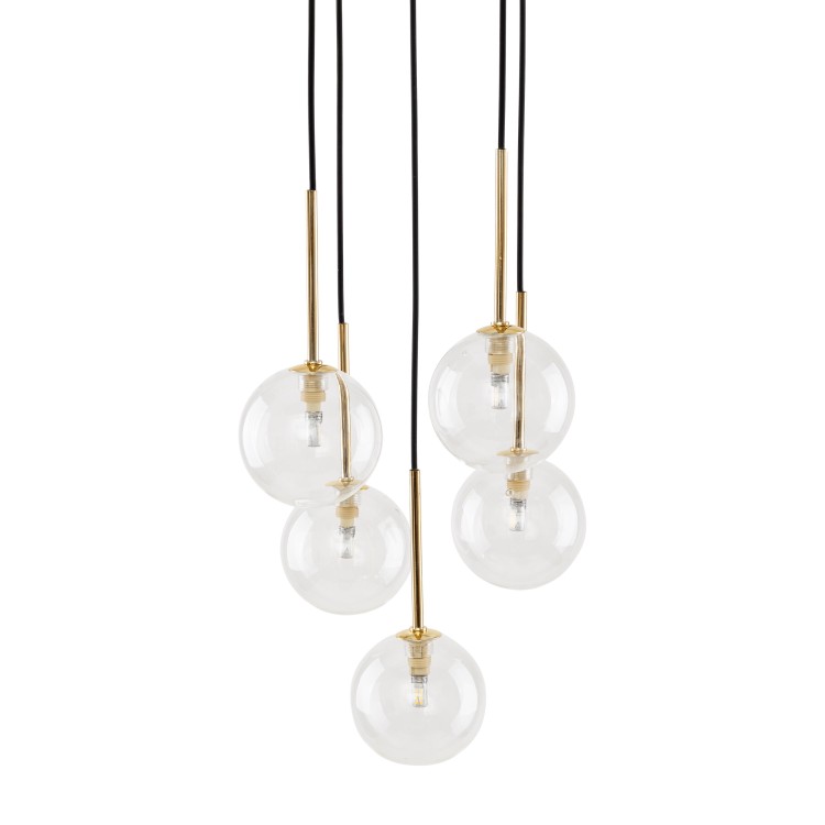 NILOS BLACK / GOLD Lampa wisząca 5 5943 TK Lighting Złoty, Czarny Transparentny