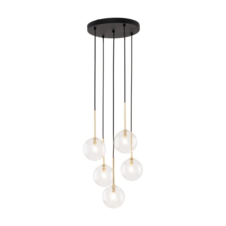 NILOS BLACK / GOLD Lampa wisząca 5 5943 TK Lighting Złoty, Czarny Transparentny